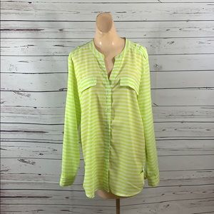 Calvin Klein Striped Button Down Blouse